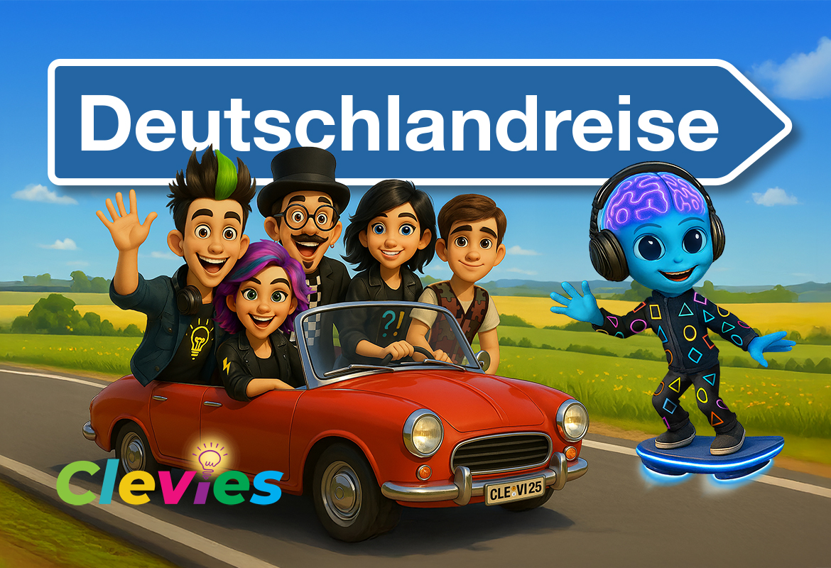 Clevies im Auto auf Deutschlandreise