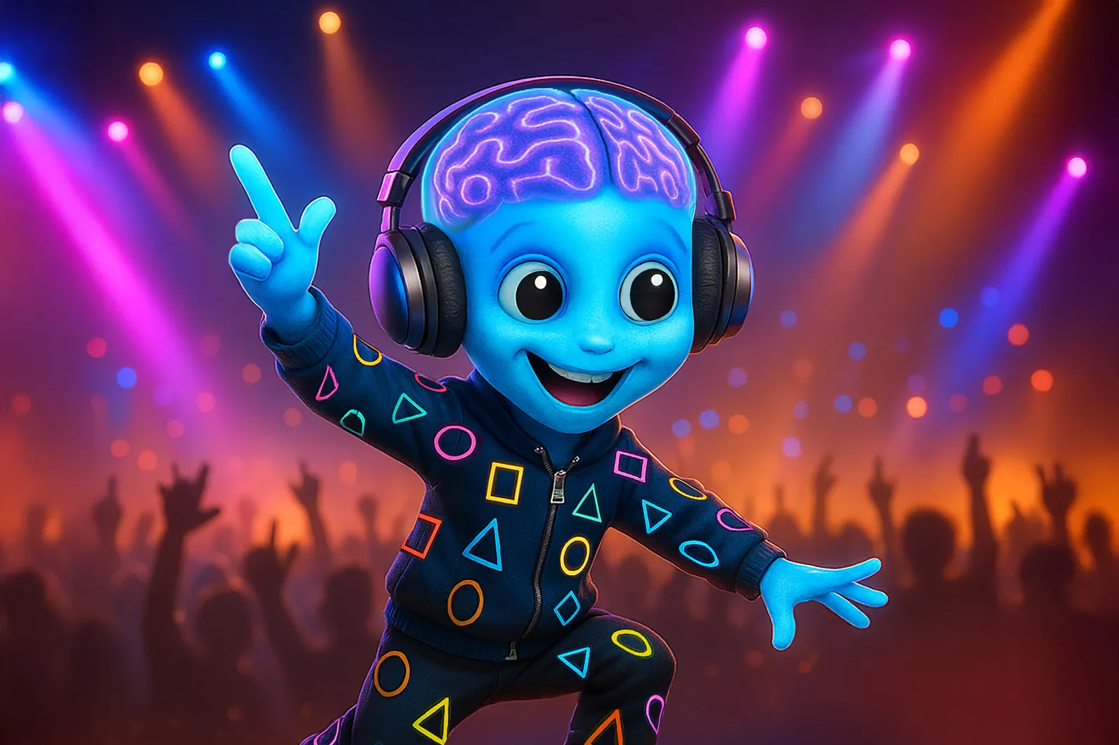 DJ Brainy tanzt auf der Bühne