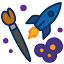 Pinsel und Rakete