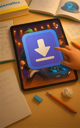 Tablet mit Download-Button
