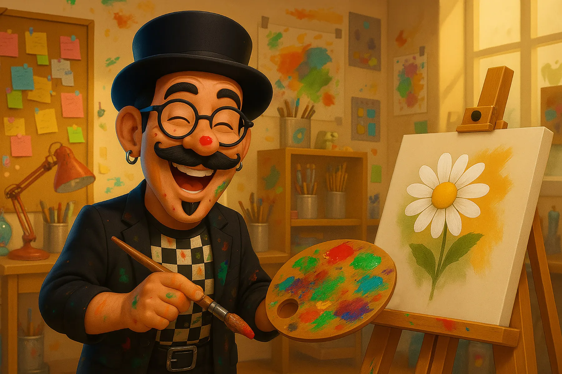 Professor Beat hat ein Gänseblümchen gemalt